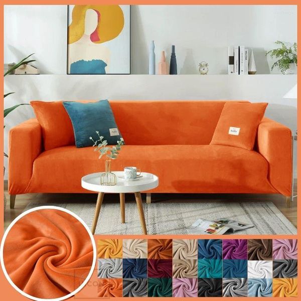 Stuhlhussen, orange, Stretch-Samt, Sofabezug, elastisch, für Wohnzimmer, Funda, Couchbezug, Heimdekoration, 1/2/3/4-Sitzer