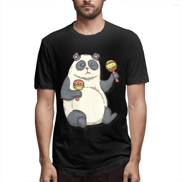 Camisetas masculinas panda com maracas moda 3d impressão algodão camiseta de algodão camiseta de assassinato curto-decote de manga curta