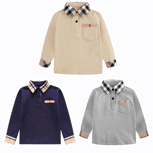 Camicia da ragazzo per bambini Camicie scozzesi a maniche lunghe per bambini Camicie scozzesi classiche in cotone con risvolto autunnale Camicie scozzesi classiche per bambini 3-8 anni