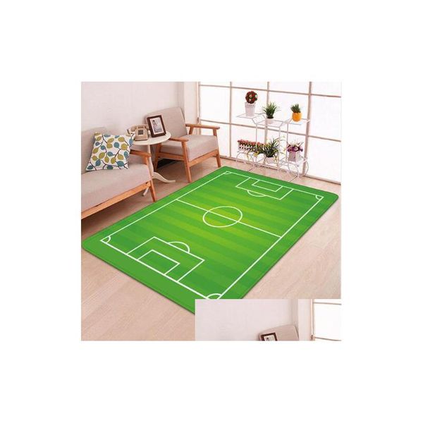 Tappeti Tappeto moderno Tappeti da calcio 3D Tappeto in flanella Memory Foam Ragazzi Bambini Giocano Cl Mat Grandi tappeti per la casa Soggiorno Coperta D Dhehw