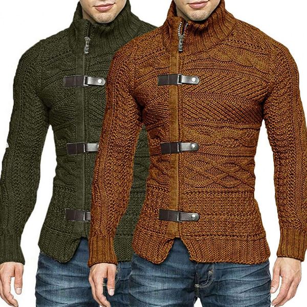 Suéteres masculinos fibra de acrílico elegante e elegante cor solta cor causal sola slim fit gurtleneck pullovers 221121