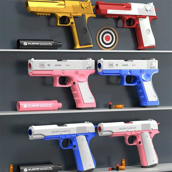 Brinquedos para armas 18 Pistolas para festas ao ar livre P85 Desert Eagle Dardos macios Balas Pistolas de airsoft Esportes ao ar livre Tiro divertido para meninos T221105