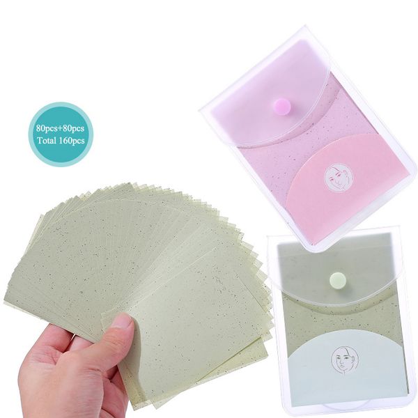 Tecidos 160pcspack portable absorvente papel controle de óleo Wipes folha de chá verde oleosamente face maquiagem de maquiagem de tapete limpa 221121