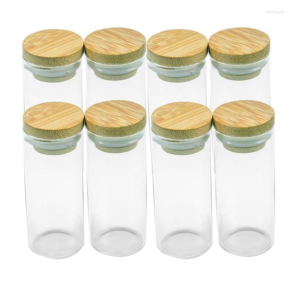 Garrafas de armazenamento 30x70mm 30 ml garrafa de vidro transparente com potes de tampa de bambu para lanche de areia em pó Candy Honey Food grau 30cc Os frascos de vedação