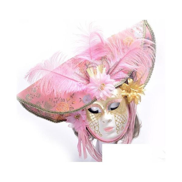 Маски для вечеринок элегантные венецианские маски с пером цветочной шап