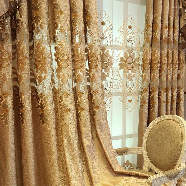 Занавеска на заказ для гостиной спальни в европейском стиле вышитая ткань Общий потолок складки