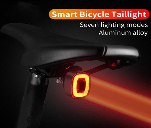 Fahrradbeleuchtung Rücklicht 100lm USB wiederaufladbare Fahrradwarnung Rücklicht IP65 wasserdichter Sensor Rücklicht Sattel9975419