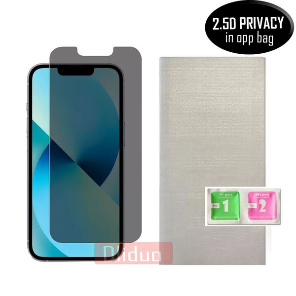 Proteggi schermo in vetro temperato per la privacy per iPhone 14 13 12 11 pro max xr xs 8 7 6 plus Pellicola antiriflesso anti-spia 2.5D in sacchetto del opp