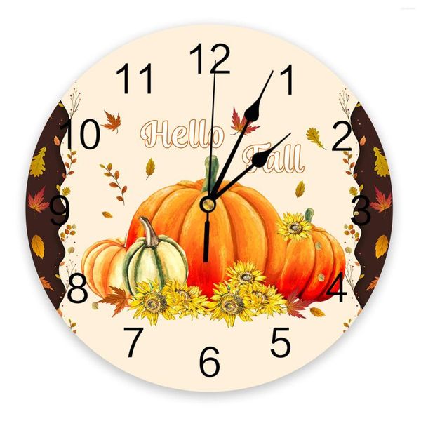 Relógios de parede Autumn Pumpkin Relógio Modern Design Sala de estar Decoração de cozinha Mudo relógio Decoração de interiores da casa