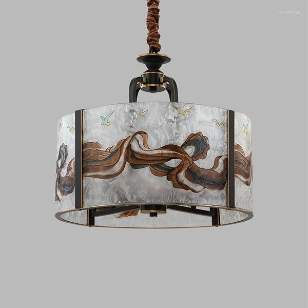 Подвесные лампы современный китайский стиль люстры творческая эмалевая столовая изучение жизни все медь