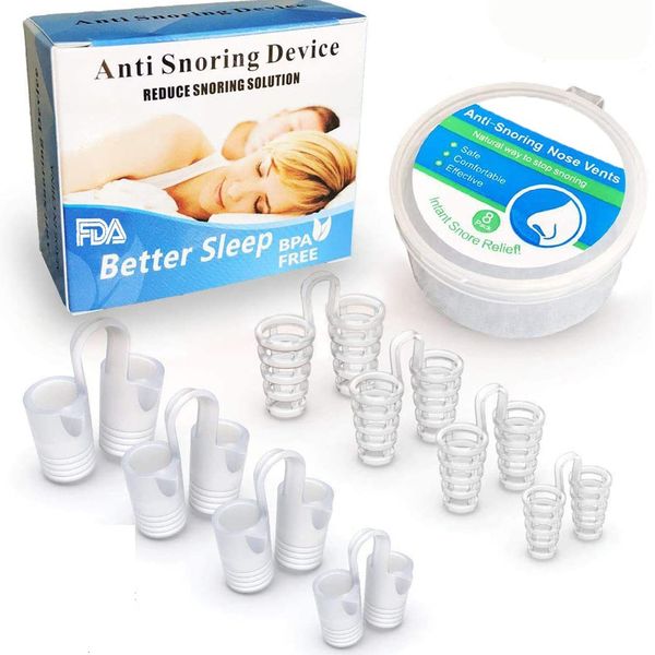 Cessazione del russamento 148PCS Clip per naso anti apnea Respirare aiuto Dispositivo per russare silenzioso Attrezzatura per dormire Strumento di arresto Alleviare la notte 221121