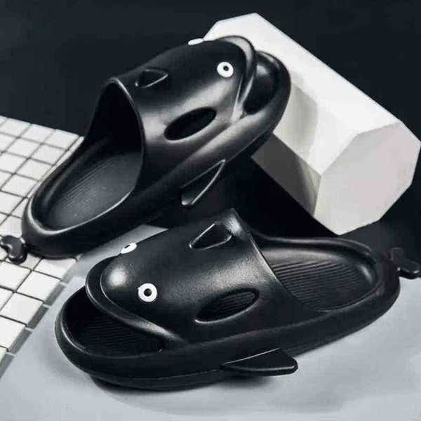 Slides de tubarão masculino chinelos de praia chinelos de chinelos de chinelos de banheiro interno sapatos de verão sandálias de plataforma feminina j220716