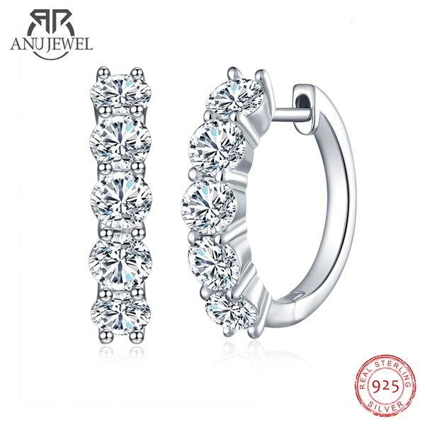 Stud AnuJewel 4mm 3cttw D Color Huggie Hoop Orecchini in argento sterling 925 con certificato all'ingrosso di gioielli 221119