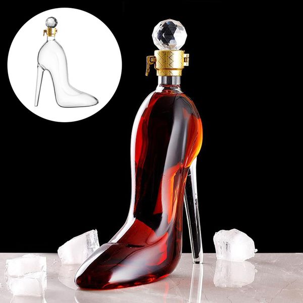 Bicchieri da vino 375ml Scarpe col tacco alto Forma Whisky Decanter Lussuoso vetro Merlot Rum Bottiglia di vino Regalo donna 221121