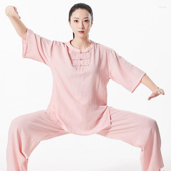 Ethnische Kleidung 2022 Sommer Traditioneller chinesischer Stil Frauen Tai Chi Uniform Morgenübungen Kampfkunst Flügel Chun Anzug 12441