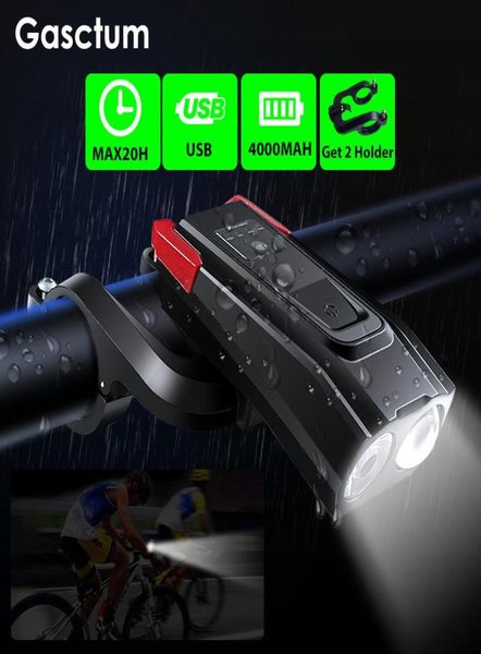 Lâmpada de bicicleta de bicicleta USB de 4000mAh 800 Lúmen Speedômetro de chifre Speedômetro LED LUZES FRONTAÇÃO FARECLO COM MONTAGEM ESTRANTE