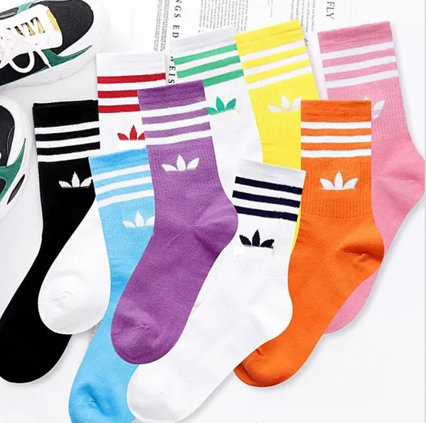 Clover Socken für Männer und Frauen, Herbst, drei Stangen, reine Baumwolle, Stretch, lange Röhre, Studentensocken, individuelle atmungsaktive Sportsocken