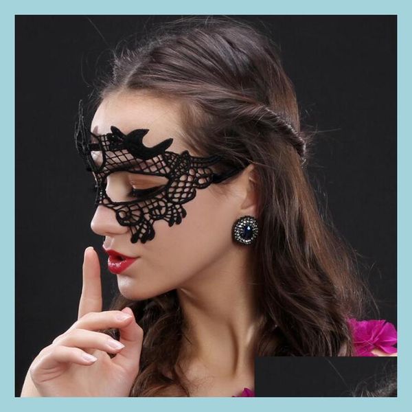 Parti Maskeleri Siyah Yarım Yüz Dantel Maskesi Seksi Masquerade Eyemask Dance Ball Kadın Maskeleri Doğum Günü Noel Malzemeleri Dam D Dh7ei