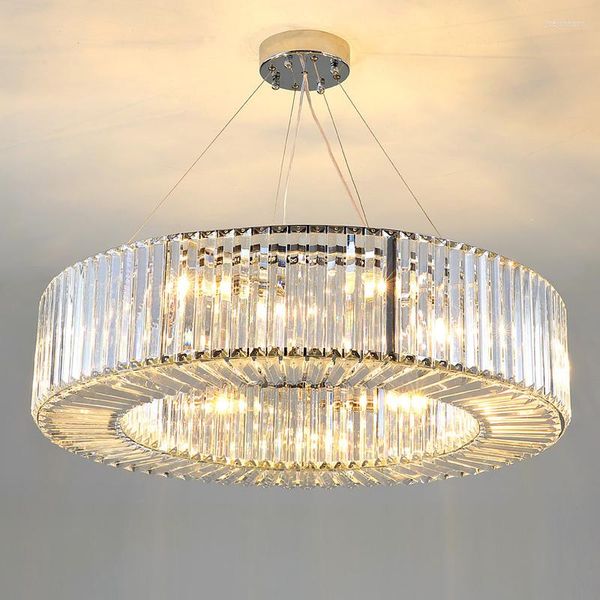 Lâmpadas pendentes Design Pro Lobby Crystal Candelier Lighting Modern AC110V 220V Lustre Dinning Room Light Flumps