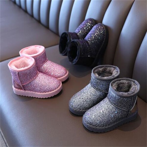 Caldi stivali da neve per ragazze Scarpe in cotone per bambini con paillettes Stivali invernali moda per bambini GC1816