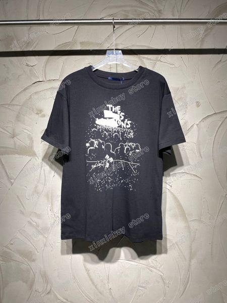 xinxinbuy Maglietta da uomo firmata T-shirt da concerto di Parigi stampa fiore manica corta cotone donna bianco nero rosso XS-XL