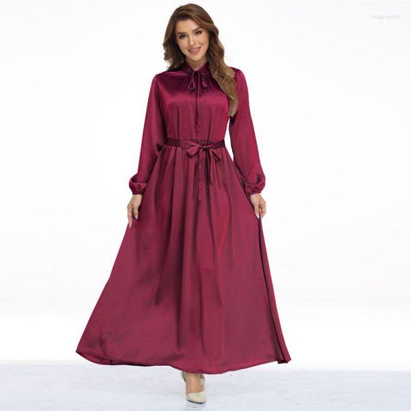 Ethnische Kleidung Plus Größe Lange Satin Sexy Muslimischen Kleid Wilde Mode Kleider Für Frauen Robe Longue Femme Fabrik Großhandel