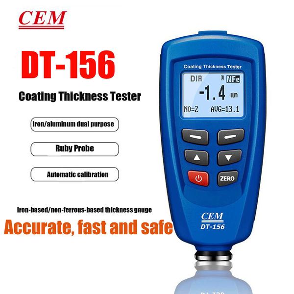 CEM DT156 Tester per misuratore di spessore del rivestimento della vernice per auto 0 1250um con sonda F NF automatica integrata cavo USB Software CD