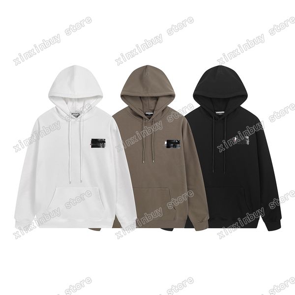 xinxinbuy Herren Designer Hoodie Sweatshirt Paris Sea Wave Stickerei Gummistreifen Druck Damen Schwarz Braun Weiß Übergröße XS-2XL