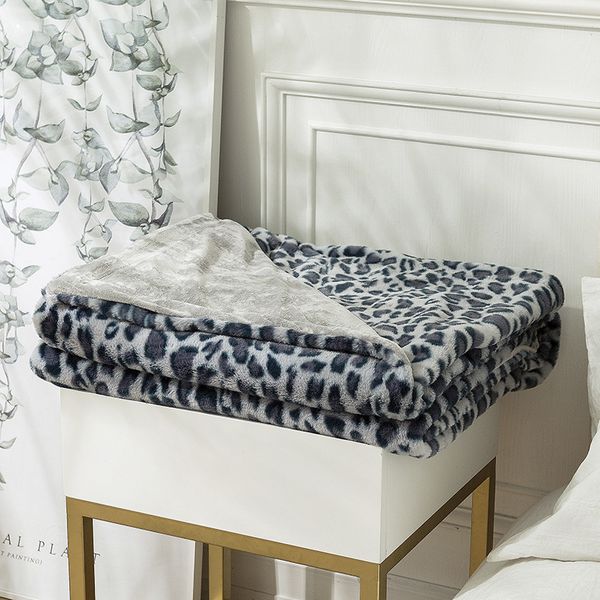 Manta de padr￣o de leopardo espessado manta de cabelo curto de estilo moderno sof￡ de cachorra