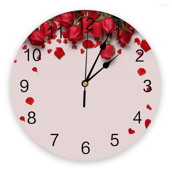 Orologi da parete Orologio a fiore rosa rossa Design moderno Soggiorno Decorazione Cucina Orologio muto Home Interior Decor