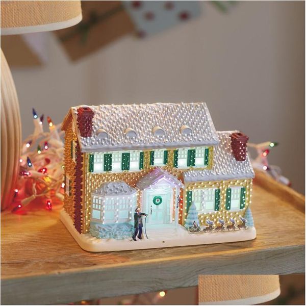 Decorações de Natal Decorações de Natal Férias iluminadas Village Building Decoration for Home Light Growing Small House Creative Dhaft