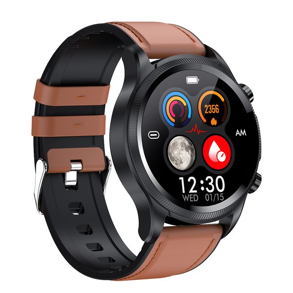 YEZHOU2 E400 iOS und Android runde Smartwatch mit Fitness-Tracker EKG PPG Blutdruck Sauerstoff Herzfrequenz Körpertemperatur Gesundheits-Smartwatches