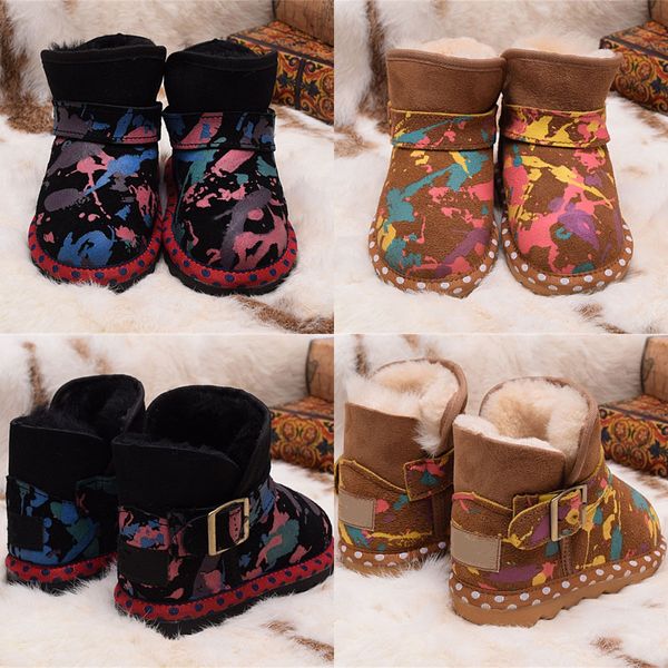 Mädchen Tarnung Designer Stiefel Kinderschuhe Australien Classic Uggi Baby Ug Kid Jugend Kleinkind Kleinkinder Wgg Schuh Uggitys Bow Hair Ball Dekorativer Stiefel Kinder Sneaker