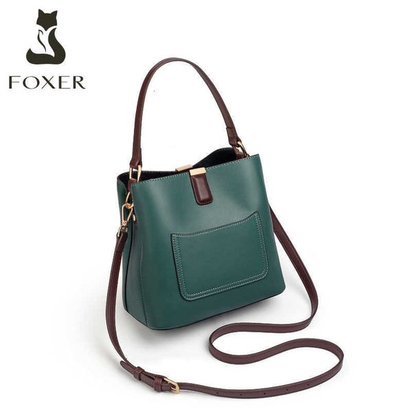 Designer-Tasche FOXER Split-Leder-Taschen Bucket Lady Crossbody Schultertaschen für Frauen Messenger Bag Hochwertige stilvolle Handtasche Elegante Totes