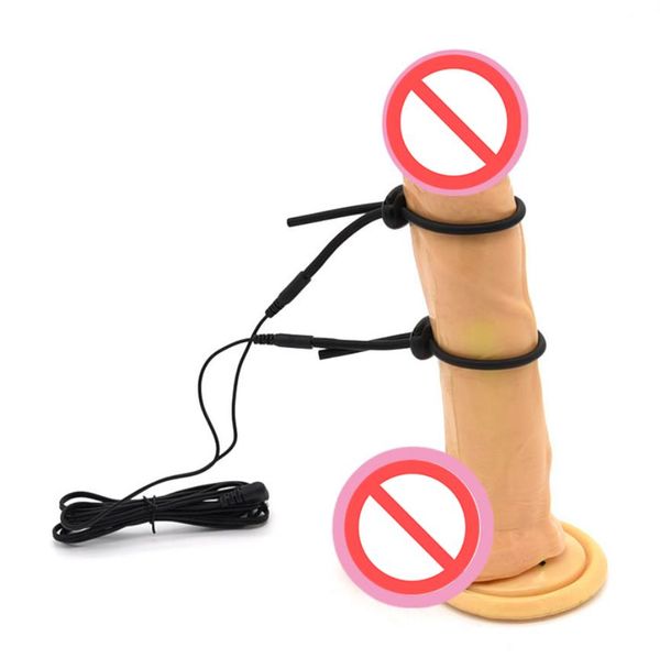 Extensões Pulso físico Terapia de choque elétrico Masturbação masculpação vibratória anel de pênis anel de galo adulto Novelty Sex Toys for Man