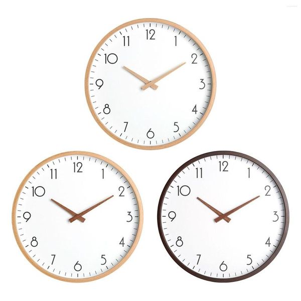 Настенные часы молчаливые WLL Clock Nordic Lrge Wooden Sweep Second Movement Home Decor Retro Simple Minimist для CFE Office School