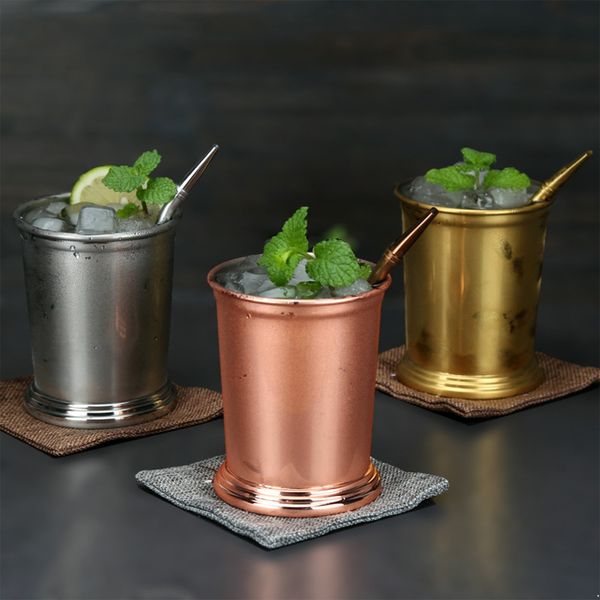 Mint Julep Trinkgläser, 340 ml, bruchsicherer Pintbecher aus Metall, ohne Griff, Cocktailtrinkbecher