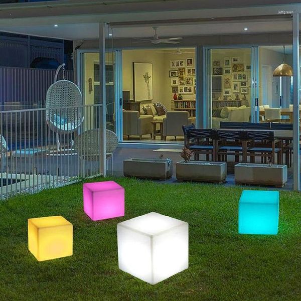 Lâmpadas de gramado ao ar livre de cubo Cubo recarrega de cadeira quadrada cadeira interna quarto luminoso luminosa piscina de barra de barra iluminada