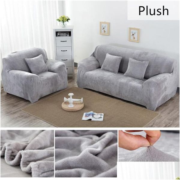 Stuhlhussen Einfarbig Plüsch verdicken elastisches Sofa Er Sectional Sliper 1/2/3/4 Sitzer Stretch Couch für Wohnzimmer Drop Lieferung H Dhzfp