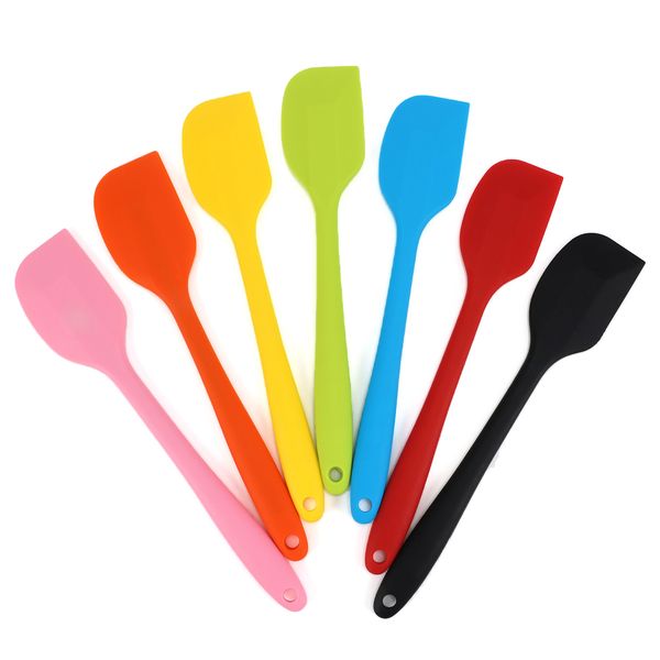 Cozinhar cozimento de 8 polegadas de silicone espátulas borracha espátula resistente a calor sem fita adesiva de uma peça, raspador flexível DH9712