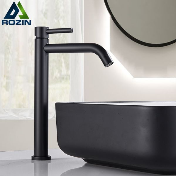 Rubinetti per lavabo da bagno Rubinetto per lavabo Rozin nero opaco / grigio canna di fucile Rubinetto per lavabo monocomando montato sul ponte Rubinetti alti per acqua fredda 221121