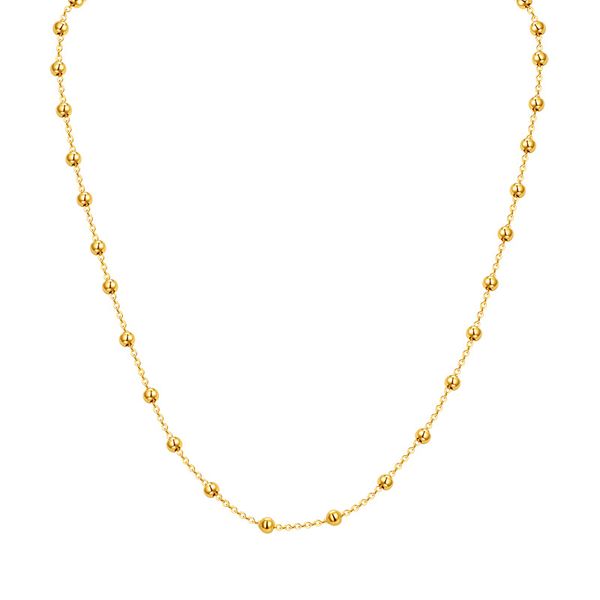 Echte 18K Gold Halskette Schmuck Feine Anhänger Kette Reine Gelbe Runde Kugel Für Frauen Hochzeit Geschenk X500 Ketten