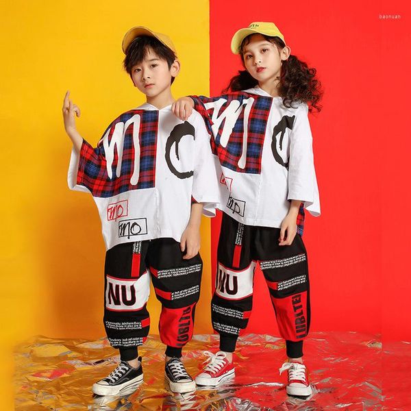 Stage desgaste meninos meninos Hip Hop Hoodies calças de baile de dança para crianças roupas de dança de jazz de roupas de dança infantil