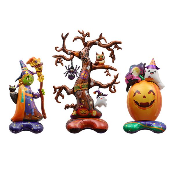 Decorazione di Halloween oggetti di scena palloncino giocattolo 4D in piedi strega appassita albero a forma di zucca palloncino cartone animato regalo per bambini D84