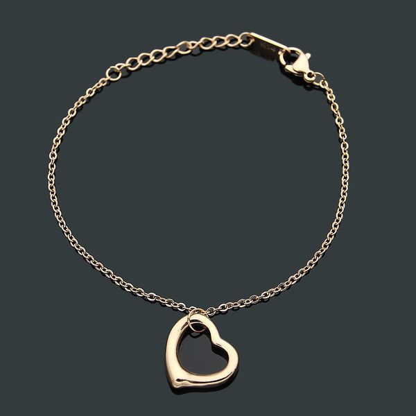 Charme pêssego tiffanysian feminino coração mão designer pulseira jóias corrente em forma de coração pulseiras ouro/prata/rosa marca completa como presente de natal de casamento uxat