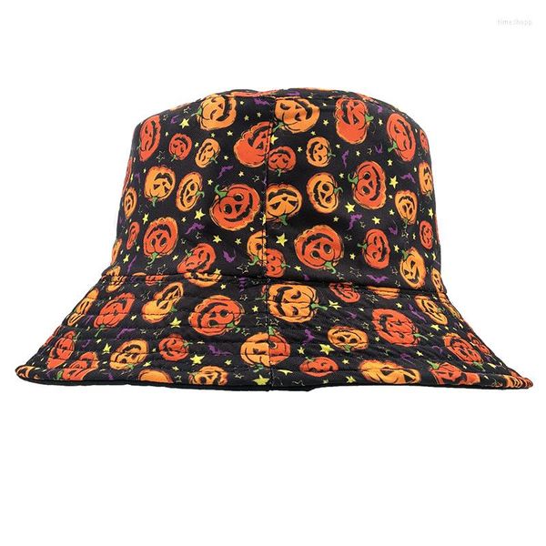 Berets Männer Frauen Halloween Kürbisse Fischer Hut Geist Vintage Print Panama Eimer Bob Chapeau Femme Retro Hip Hop Cap Gorros