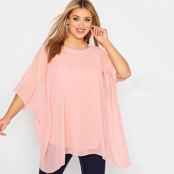 Damen Übergröße, Übergröße, lockere Fledermausärmel, elegante Sommer-Cape-Bluse, Damen, 34-Ärmel, Freizeit, Arbeit, Büro, Tunika, Tops, große Größe, Kleidung, 7XL, 221121