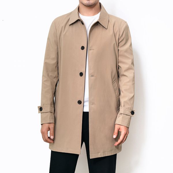 Erkek Ceketler Sonbahar Kış Kış Palto Palto Kalın Rüzgar Çıldırcı Ceket Artı Beden Uzun Siyah Trençkot Erkek Dış Giyim Boys Trench XXXL 4XL 221121