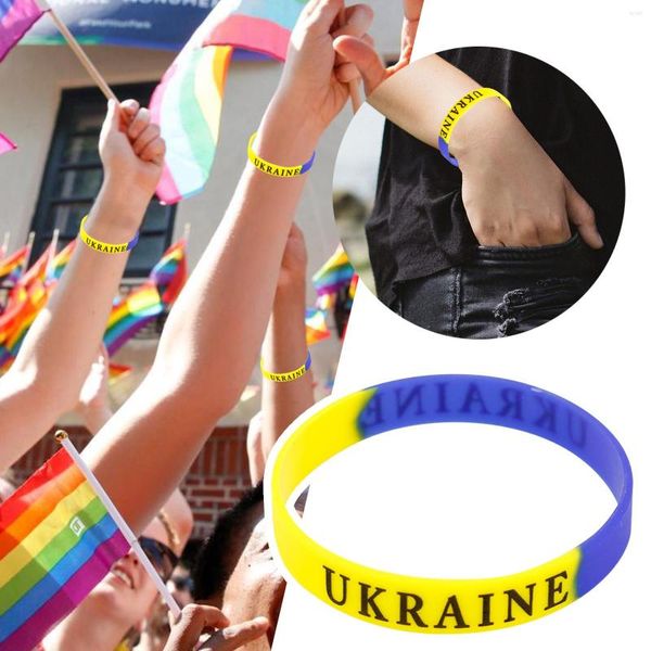Dekorative Blumen, 2/5 Stück, Flagge Ukraine, gelbes Armband, Silikonarmband, patriotisches Geschenk, Fan-Souvenirs, Unisex-Kränze, Sport