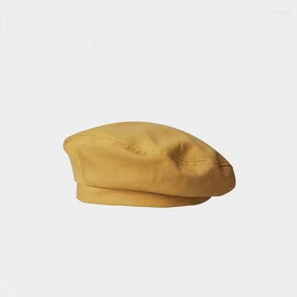 Berets Style Solid Color Vintage Beret Hat Hat All-Match Mainter Four Seasons повседневная и милая восьмиугольная пара плоская кепка